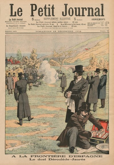 在西班牙边境，Paul Deroulede和Jean Jaures之间的对决，来自Le Petit Journal的插图，补充说明，1904年12月18日 作者 French School