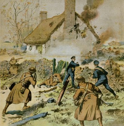 1910年12月5日，警察和英国军队在Sinn-Fein占据的农场上进行攻击，Le Petit Journal的封面 作者 法语学校