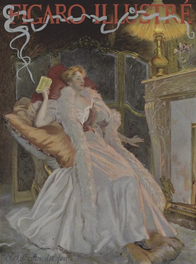 Au coin du feu (By the Fireside).费加罗画报》的封面，1896年1月（彩色平印）。 作者 法语学校