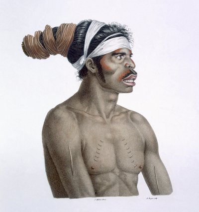 澳大利亚原住民，一名叫Cour-rou-bari-gal的男子，来自纽荷兰，1812年 作者 法语学校