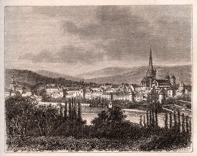奥屯--索内-卢瓦尔省--在V.A. Malt-Brown的 "La France illustree: geographie, histoire, administration statistique "中的版画。1884 作者 法语学校