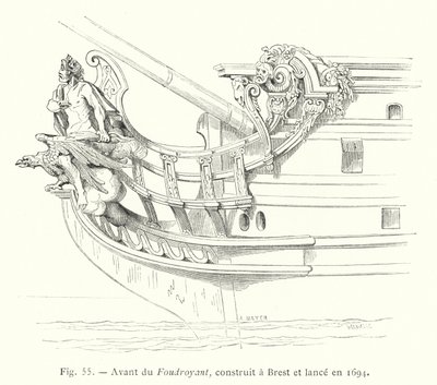 Avant du Foudroyant，建于布雷斯特并于 1694 年推出（雕刻） 作者 法语学校