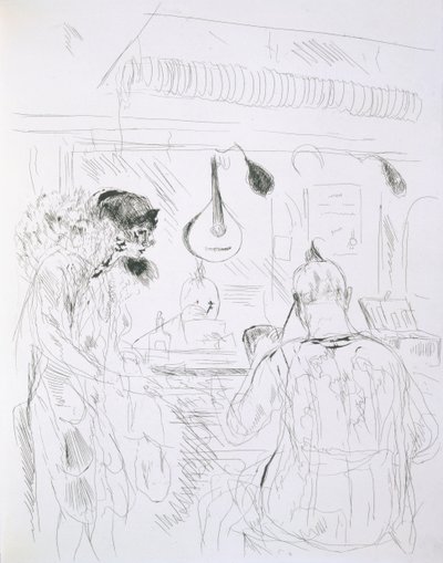 巴黎Bal de Nuit或马戏团的后台场景，来自巴黎草图：Forain和Raffaelli的蚀刻，1880年 作者 法语学校