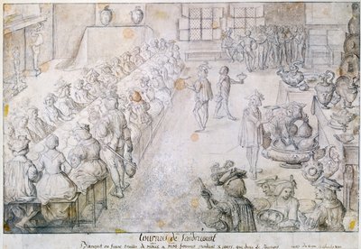 1493年Sandricourt锦标赛宴会（棕色墨水和铅笔在纸上） 作者 法语学校