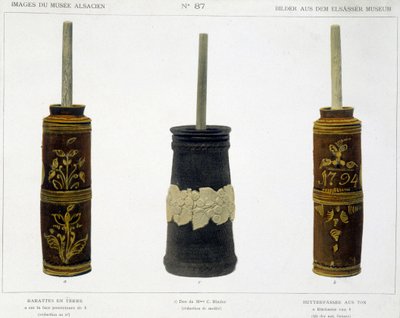 保存在阿尔萨斯博物馆的加工过的土制Barattes（用于制造黄油），V.1800 作者 法语学校