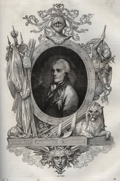 Joseph Alvinczi(Alvinczy von Borberek)男爵(1735-1810)奥地利将军----Maurice La Charest的《新国家百科全书》---1870年----。 作者 法语学校