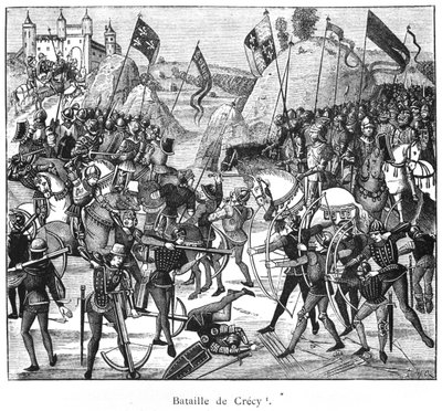 1346年的克雷西战役，Froissarts Chronicles的副本 作者 法语学校