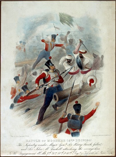 1845年12月18日，Moodkee之战，旁遮普战争中的第4号，由W. Kohler在LEnfant Bros.之后刻，由William Spooner出版，第1845页 作者 法语学校