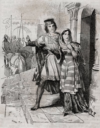 Bertrade of Montfort (1070-1117) Queen of France with Philip I King of France - - in “Histoire de France”” by Anquetil. 19th century. 作者 法语学校