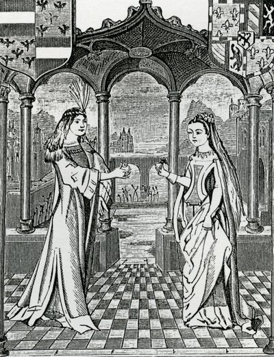 1477年，马克西米利安一世和玛丽，勃艮第公爵夫人的妓女，在Chroniques de Flandre拍摄的照片之后 作者 法语学校