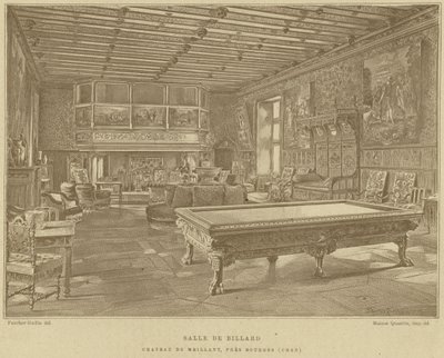 台球室，Chateau de Meillant，在布尔日附近，法国 作者 法语学校