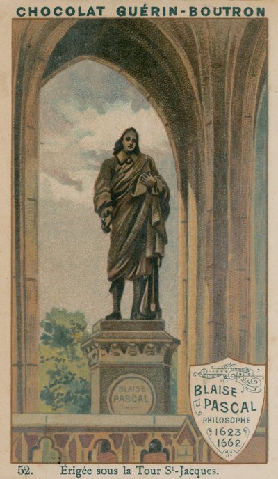 Blaise Pascal，哲学家，1623-1662，Erigee在St-Jacques Tower下 作者 法语学校