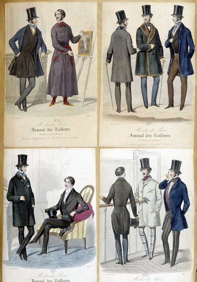 图为1848年 "Journal des tailors "中的男士时尚板。 作者 法语学校