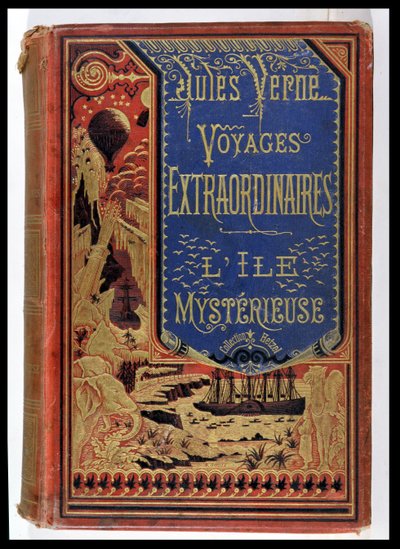 Jules Verne（1828-1905）的神秘岛书籍封面，版本Hetzel 1875 作者 法语学校