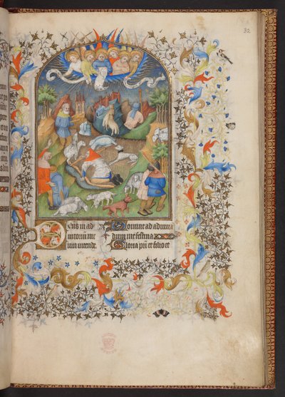 小时记》，Add MS 32454 f.32r, 法国 作者 法语学校