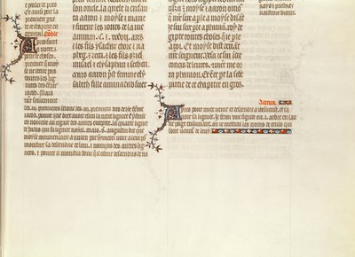 没有缩影的页面的底部，来自Jean de Sy的圣经，c.1355 作者 法语学校