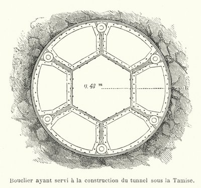 泰晤士河隧道建设中使用的盾牌（雕刻）。 作者 法语学校