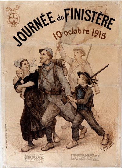 布列塔尼士兵和他的家人 - “Finistere Day”海报，10 月 10 日 作者 法语学校