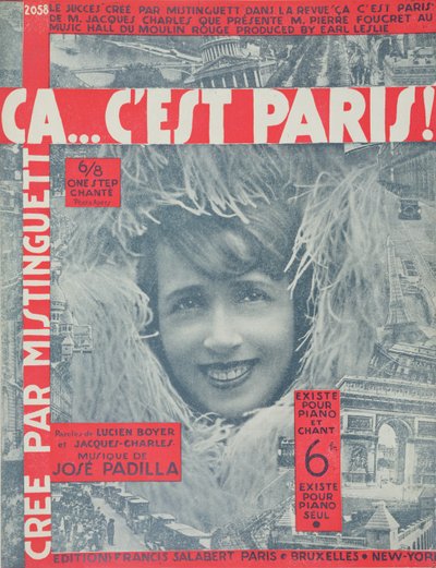 Ca ... Cest Paris，Mistinguett的歌曲评分封面，由Editions Salabert于1926年在巴黎出版 作者 法语学校