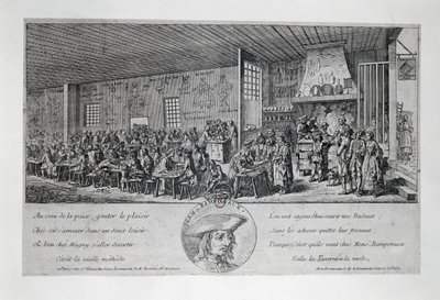 Cabaret du Tambour Royal by Jean Ramponneau (1724-1802)，雕刻。 法国 作者 法语学校