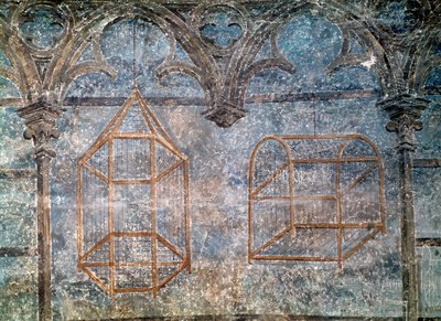 教皇卧室的笼子和建筑细节，1334-62 作者 法语学校