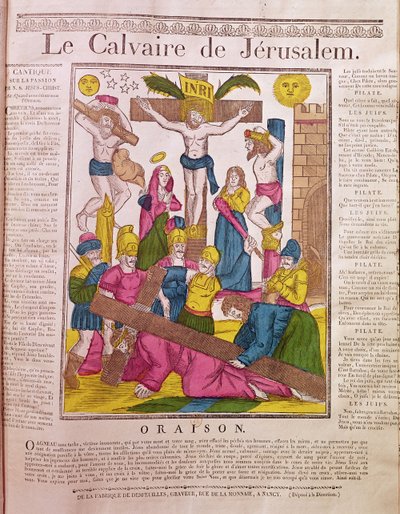 耶路撒冷的Cal髅地，由南非La Fabrique de Desfeuilles出版（彩色版画） 作者 法语学校