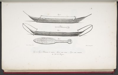[独木舟和复活节岛上的俱乐部]，选自《世界探险之旅》（Voyage pittoresque autour du monde, avec des portraits de sauvages d