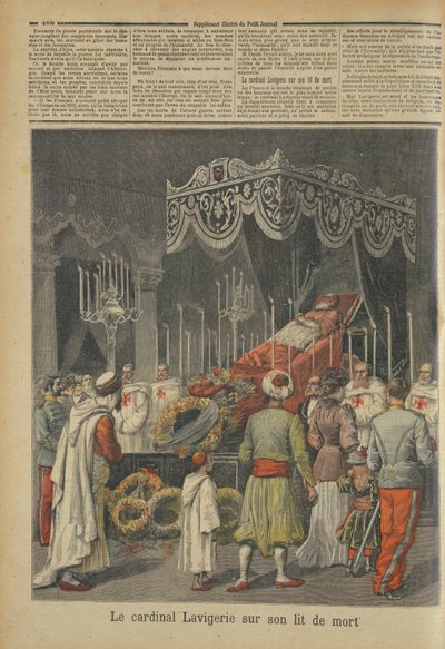 红衣主教Lavigerie（1825年至1892年），1892年12月17日，来自Le Petit Journal的Deathbed 作者 法语学校
