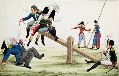 漫画描绘路易十八（1755-1824）拿破仑（1769-1821）和盟军在1815年的Cent-Jours时期 作者 法语学校
