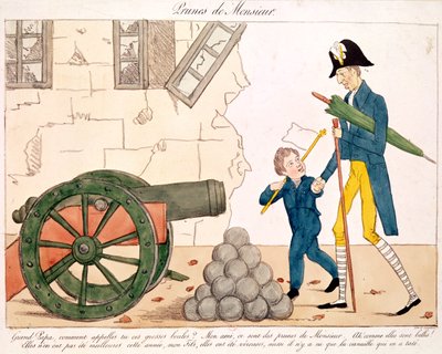 1830年7月25日，查理十世（1757-1836）和亨利（1820-83）Duc de Bordeaux的漫画 作者 法语学校