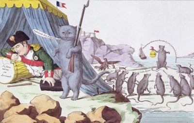 拿破仑·波拿巴（1769-1821）关于厄尔巴岛的漫画，1814-15 作者 法语学校