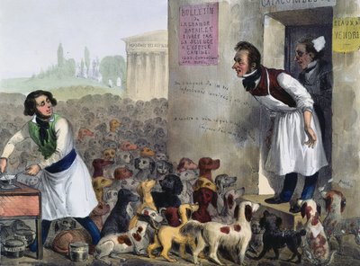 1840年，处理狂犬病的巴黎人的漫画 作者 French School
