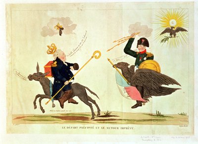漫画“百日”，匆匆离境和意想不到的回归，1815年 作者 French School