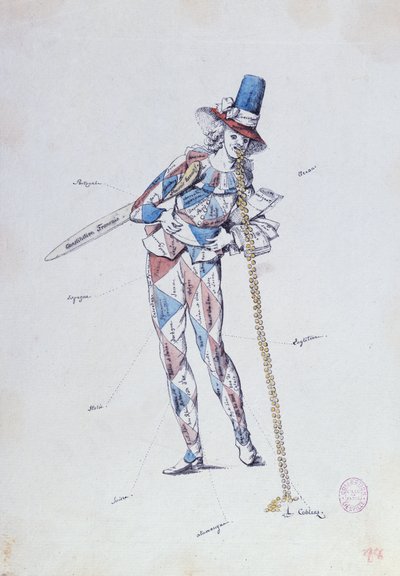 漫画讽刺法国贵族移民，c.1792 作者 法语学校