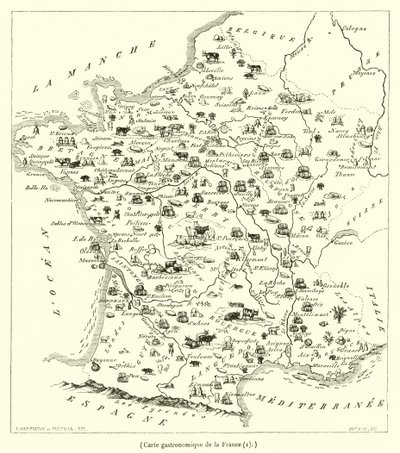 法国美食地图（雕版画 作者 法语学校
