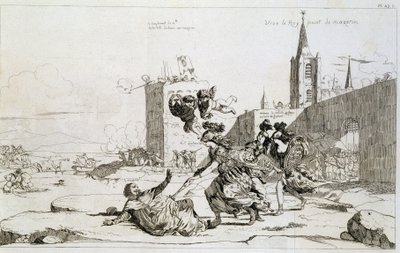 描绘 Mademoiselle de Montpensier (Grande Mademoiselle) “横扫法国 Mazarin et ses partisans”的卡通片 作者 法语学校
