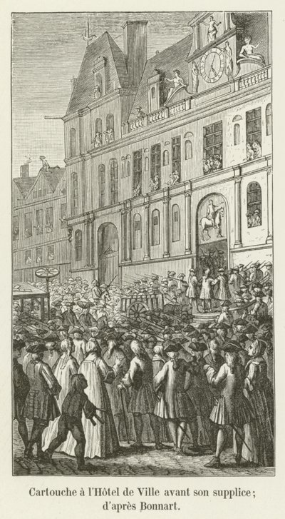 在他执行之前在Hotel de Ville的漩涡花饰; DAfter Bonnart 作者 法语学校