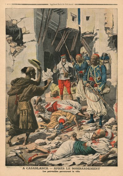爆炸后的卡萨布兰卡，来自&39;Le Petit Journal&39;的插图，补充说明，1907年8月25日 作者 法语学校