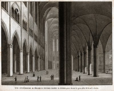 巴黎圣母院大教堂（Cathedrale Notre Dame de Paris）。(版画，约1850年) 作者 法语学校