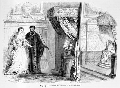 Catherine de Medici（1519-89）与诺查丹玛斯，来自Magasin Pittoresque，1849年 作者 法语学校