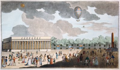 庆祝巴士底日，7月14日在巴黎香榭丽舍大街，1801年（手工彩色aquatint） 作者 法语学校