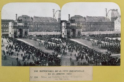1863年1月25日在杜乐丽的工业庆典，巴黎的卡鲁塞尔广场，立体观 作者 法语学校