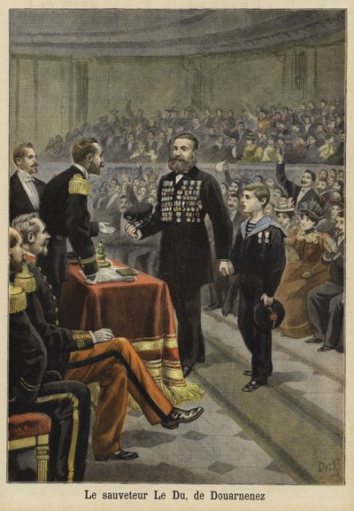 仪式纪念1897年布列塔尼Douarnenez的救援人员Le Du先生 作者 法语学校