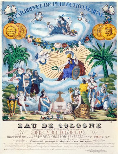 JF Vourloud制作的Eau de Cologne证书，1825年 作者 法语学校