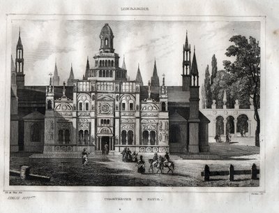 Certosa di Pavia - Chartreuse of Pavia - Engraving from "Picturesque Italy" by M. de Norvins, Ch. Nodier 1834-1836. 作者 法语学校