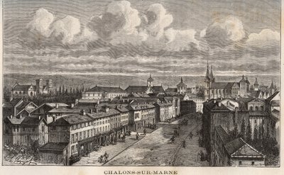 Champagne-Ardenne (Champagne Ardenne), Marne (51), Chalons sur Marne (Chalons-sur-Marne) (现在的Chalons en Champagne, Chalons-en-Champagne) - 雕刻在V.A. Malt-Brown的 "France illustree: geography, history, statistical administration" 中。 1884年 作者 法语学校