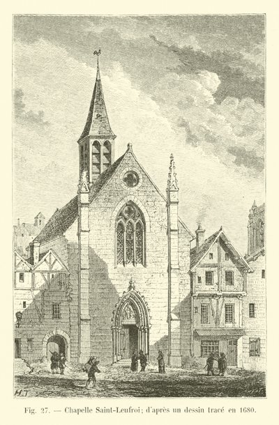 Saint-Leufroi教堂;在1680年画了一幅画线 作者 法语学校