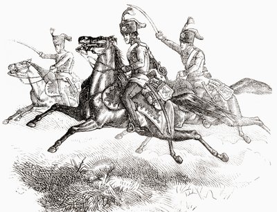 冲锋轻骑兵或轻骑兵，选自《插图世界 作者 法语学校