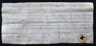 由Hugues I Capet签署的宪章（941-996），法国国王，988（笔和纸上的墨水） 作者 法语学校