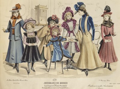 儿童服装，插图来自Journaux de Mode，1898年10月（彩色雕刻） 作者 法语学校